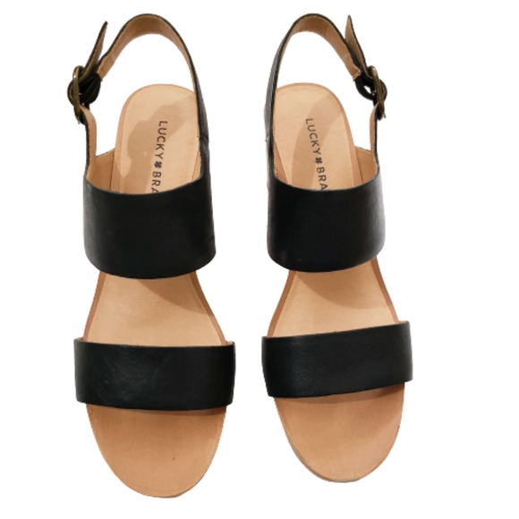 LUCKY BRAND LBJ HEMZI BLACK SADDLE LEATHER CHUNKY - Picture 4 of 8